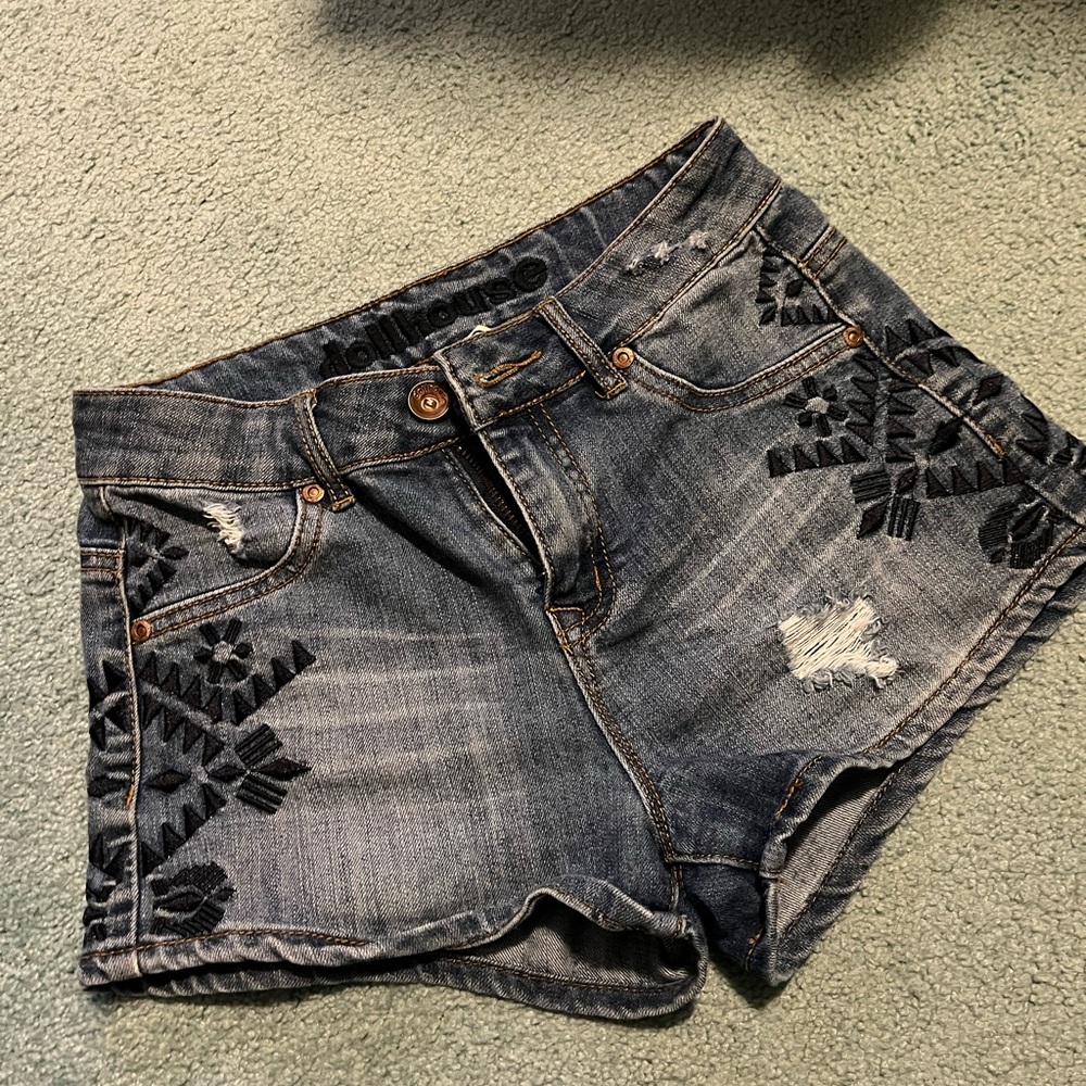 High rise denim shorts